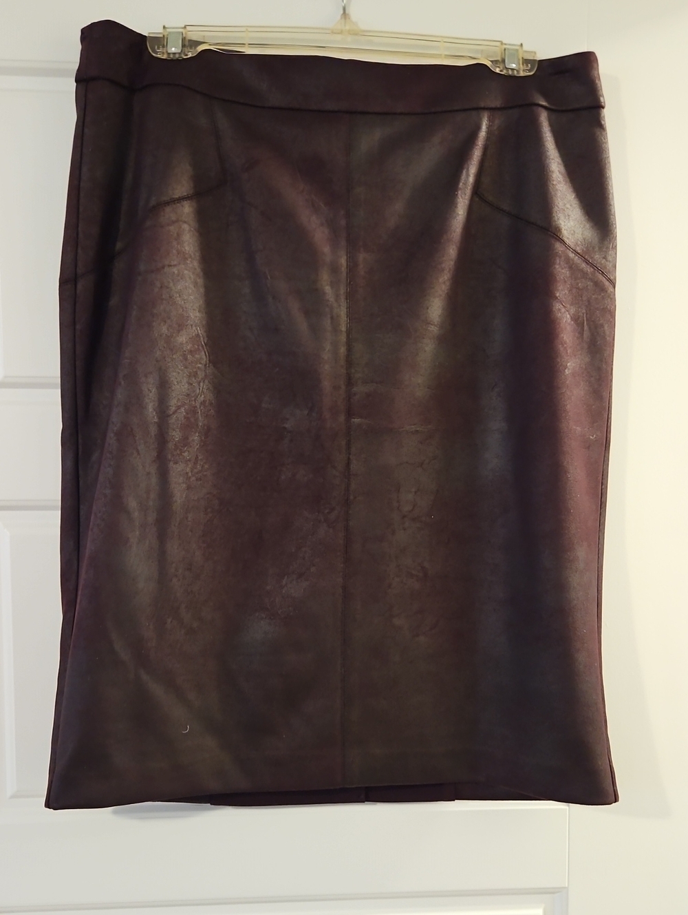 Laura Faux Leather Pencil Skirt in Deep Plum